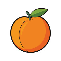 Peach Fruit Vector Illustration – Fresh Ripe Peach with Leaves for Healthy Eating, Organic, and Summer Branding