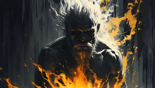Angry man with fire