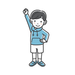 エイエイオーの掛け声をする男の子