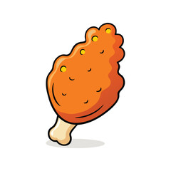 Crispy Fried Chicken Leg Piece Vector illustration