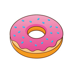 Vibrant Pink Frosted Donut Clipart for Bakery Branding and Food Designs