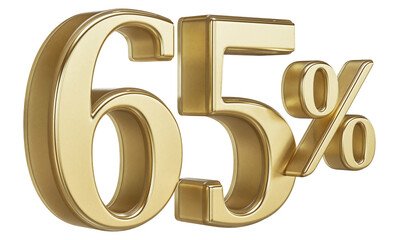 3D Gold 65 Percent Discount Sign