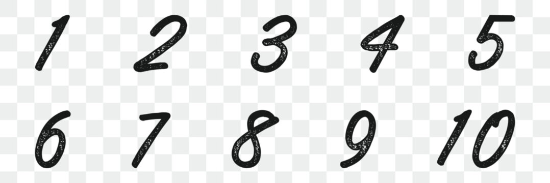 Number icon. Hand drawing printed numbers school kids style, mathematics and numbers doodle vector.