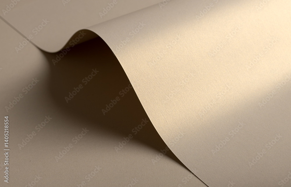 Poster paper background with matte texture. curved wave shape in golden, beige, and light brown tones, smoo
