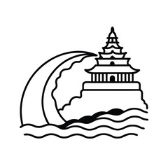 A sweet chocolate birthday cake vector illustration with cream and cherry decoration