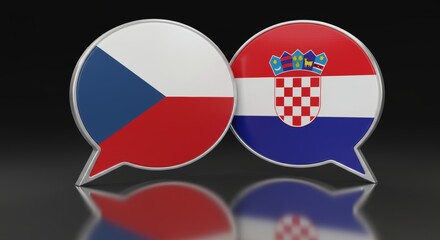 Naklejka premium Dialogue between Czech Republic and Croatia represented by overlapping speech bubbles