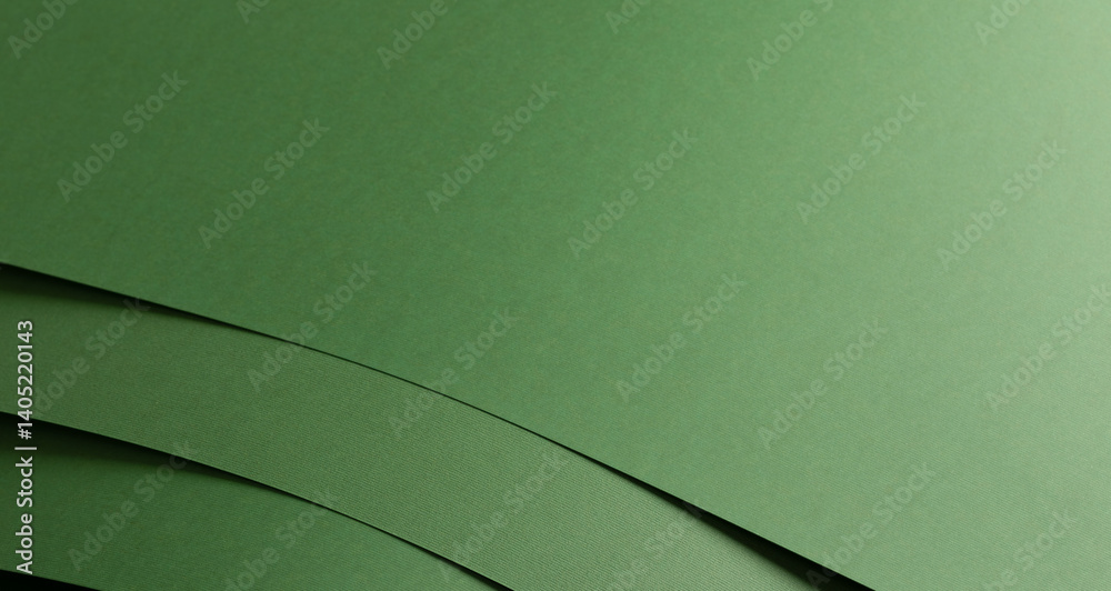 Poster paper background with matte texture. layered curved stack in pastel green, grass green, and leafy gr