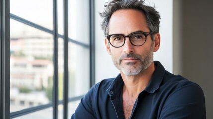 Focused business professional at a clean desk, embodying determination and modern professionalism.
