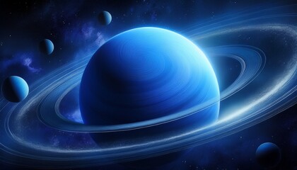 creative illustration of planet neptune in space with the milky way galaxy and planets and interstellar gas
