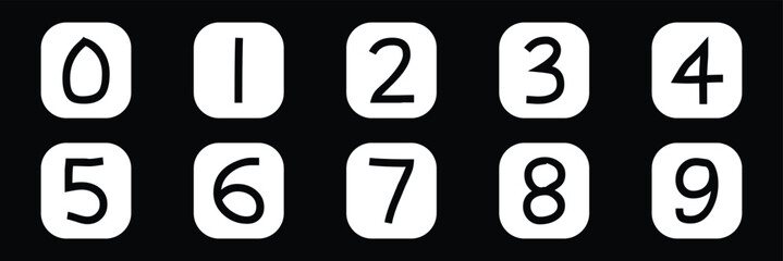 Numbers icon set from 0 to 9