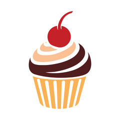 Cupcake Icon, muffin logo. Vector colored illustration, Can be used as icon, sign or symbol