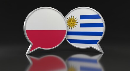 Poland and Uruguay Dialogue: Glossy Speech Bubbles Reflecting Bilateral Discussion