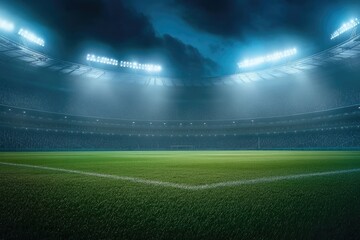 Illuminated stadium at night