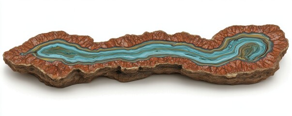 Intricate rock slice with turquoise river