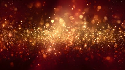 Fototapeta premium Festive Magical Background with Golden Bokeh and Sparkling Lights on Dark background