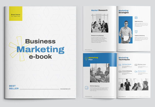 Business Marketing Ebook Layout with Blue Accents