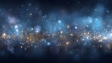 Obraz premium Festive Magical Background with Golden Bokeh and Sparkling Lights on Dark background
