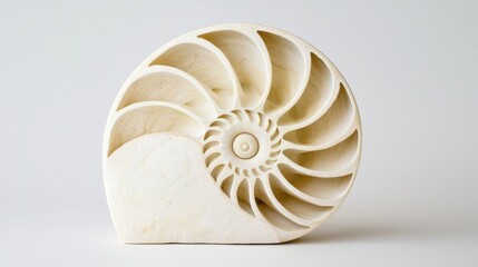 Obraz premium A white sculpture of a nautilus shell.