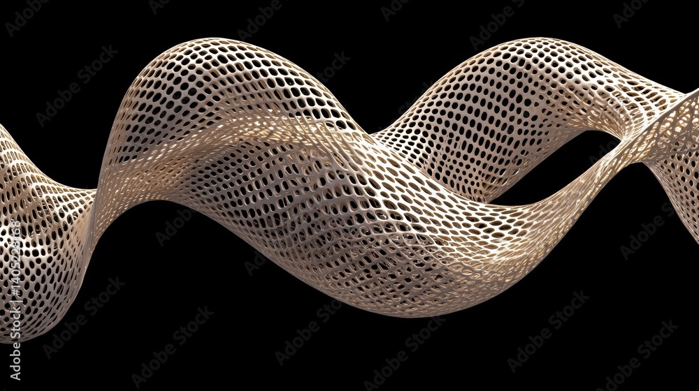 Fototapete a 3d rendering of a complex, organic structure composed of interconnected, honeycomb-like shapes.