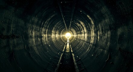 Dark tunnel with light at the end