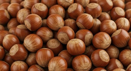 Obraz premium A Vibrant Pile of Hazelnuts: A Close-Up Display of Earthy Tones and Textures