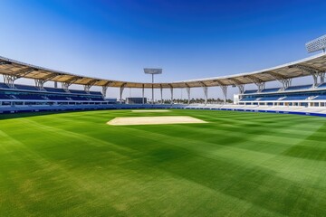 Modern stadium with pristine green field