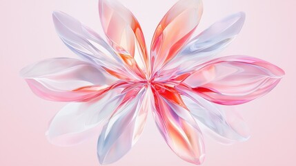 Fototapeta premium A digital rendering of a flower with multiple petals in shades of pink and white.