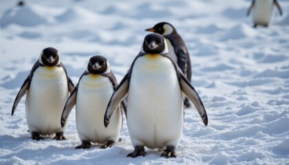 Obraz premium Penguin parade antarctica wildlife photography icy landscape close-up nature conservation
