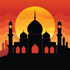 Beautiful mosque Vector illustration 