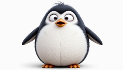 Fototapeta premium Playful penguin waddling in a snowy environment cute animal image winter wonderland charming viewpoint