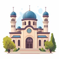 Stunning Dome Architecture: Sacred Urban Landmark in Vector Art Illustration with Rich Heritage and Colorful Design