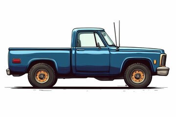 Classic Blue Vintage Pickup Truck Illustration. Retro Style Off-Road Vehicle with Rustic Charm - Ideal for Car Enthusiasts and Outdoor Adventures