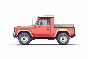 Vintage Red Pickup Truck Illustration - Classic Automobile Artwork for Outdoor Adventure Enthusiasts
