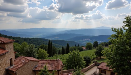 Fototapeta premium Scenic landscape view tuscan countryside photography natural environment panoramic perspective tranquility