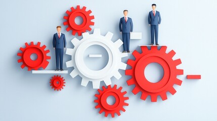 Teamwork dynamics with joined gears in business environment high-resolution concept art