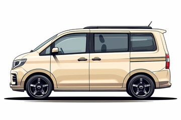 Modern Luxury Minivan Illustration. Cream-Colored, Stylish and Fuel Efficient for Family Adventures