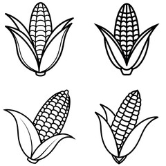 black and white graphic illustrations of corn cobs