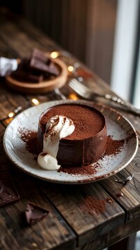 chocolate cake with cream whipe :dessert mockup