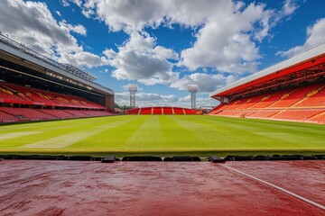 Iconic stadium, vibrant colors, expansive field