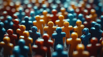 Diverse crowd of small figurines