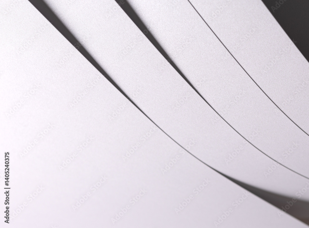 Poster white pearl paper background with a glossy satin texture and layered strips. pale grey and icy silve