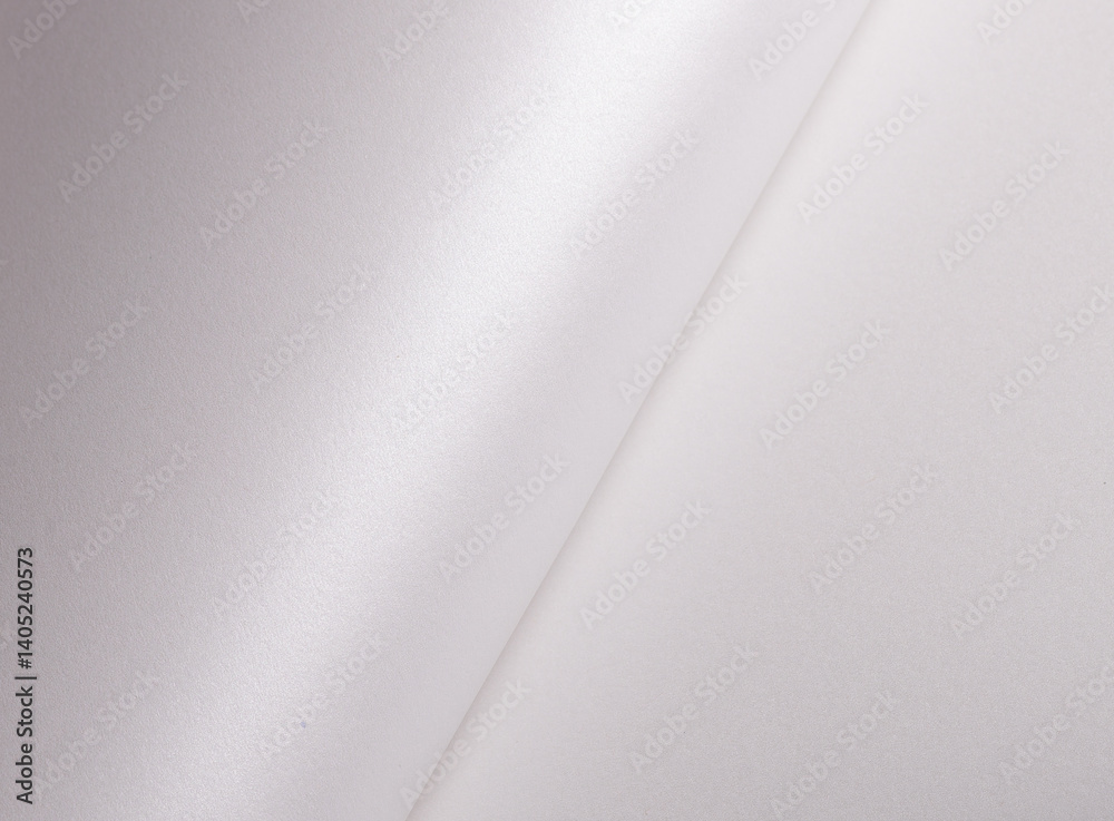 Poster white pearl paper background with a glossy satin texture and vertical, minimal folds. icy silver and