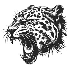 Leopard and tiger head vector illustration with wildcat art and tattoo style