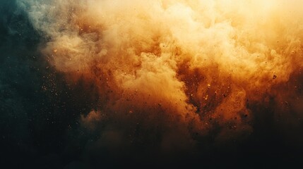 Obraz premium Dramatic swirling orange and teal smoke explosion