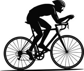 Obraz premium Silhouette of a cyclist in dynamic motion, showcasing racing posture and speed