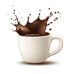 Hot chocolate splash in white cup