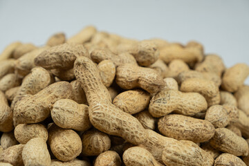 Whole Raw Peanuts in Shell Close-Up