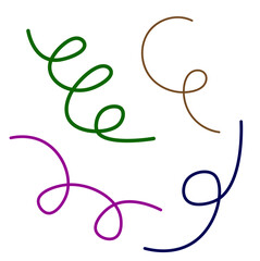 Squiggles, curved waves, spiral lines set. isolated on white