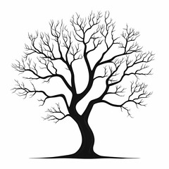 Obraz premium Abstract Black Tree Illustration Vector. Minimalist Nature Design with Leafless Branches Silhouette