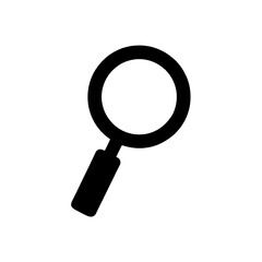 Minimalist black silhouette of a magnifying glass in bold vector style